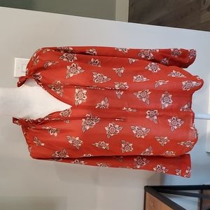 Loft sheer orange longsleeve